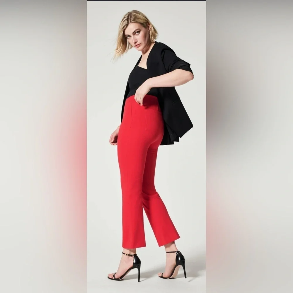 SPANX Red Straight Leg Pants with Sleek Design